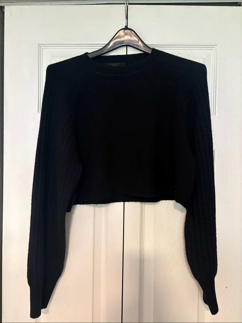 ALLSAINTS Black Cropped Sleeve Sweater. Size Medium in EUC - Picture 2 of 4